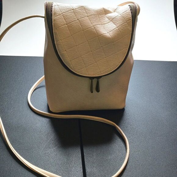 Cream Faux Woven Crossbody - Picture 1 of 7